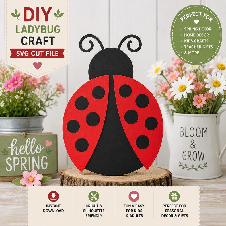 Lady Bug SVG Cut File for Cricut Crafts (digital Download) - Etsy