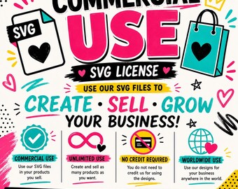 Commerciële licentie voor SVG-ontwerpen, gebruik voor kleine bedrijven, fysieke producten