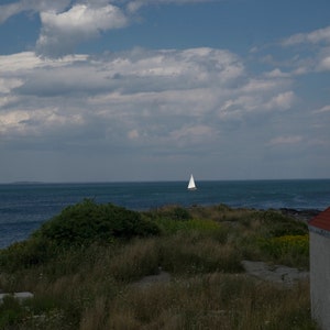 Sailboat Passing Portland Head Light Atlantic Ocean Portland Maine Color Landscape Photograph Birthday Gift Wall Art