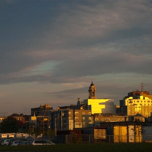 Sunset on Portland Maine Skyline Color Landscape Photograph Birthday Gift Wall Art
