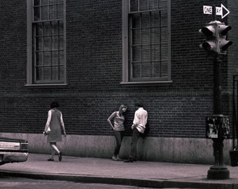 Young Couple Talking on a Wall 1969 West Village New York Vintage Black and White photo Birthday gift