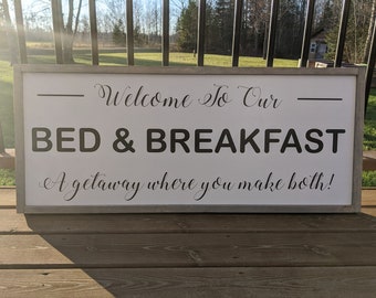 Bed and Breakfast Sign, Custom Wood Sign, Guest Bedroom Sign, Entryway Sign