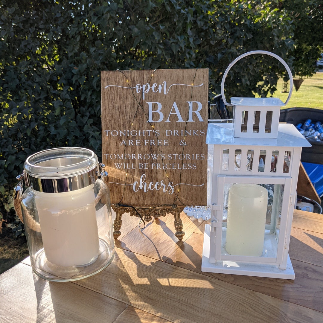 Wedding Decorations Bar Sign, Wedding Open Bar Wooden Sign, Rustic Wedding Decor, Bar Sign