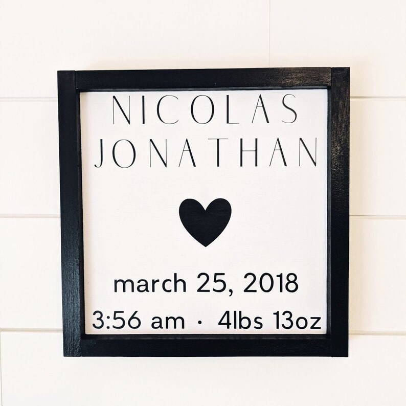 Birth Announcement Sign Nursery Wood Decor Baby Announcement Etsy