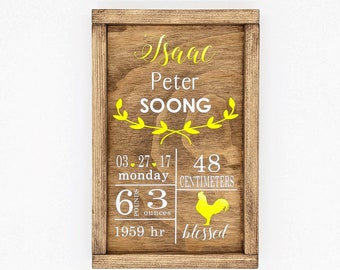 Birth Announcement Wood Sign, Custom Birth Stat Sign, Nursery Decor, Baby Announcement, Nursery Wall Art, Kids Room Decor