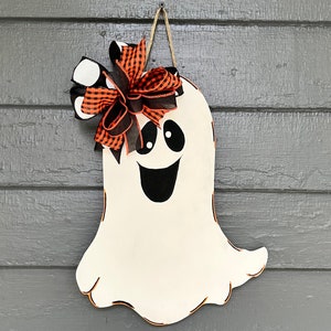 Ghost door hanger, Halloween door hanger, welcome door hanger, front door decor, front porch decor, Halloween decor, handmade gift