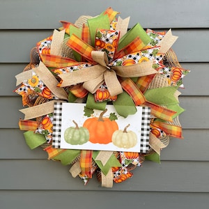 Fall pumpkin wreath, fall pumpkin decor, fall pumpkin wreath, Fall decor, front porch decor, front door wreath, fall sunflower grapevine