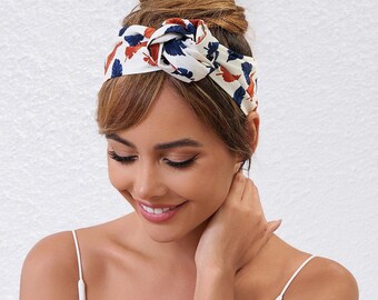Extra Long Wide Wired Pattern Headband|Fabric|Dolly Bow|Turban|Hair Bun Scarf|Ponytail Scarf|Braid Scarf|Hair Wrap|Twisted Scarf|AutumnLeaf