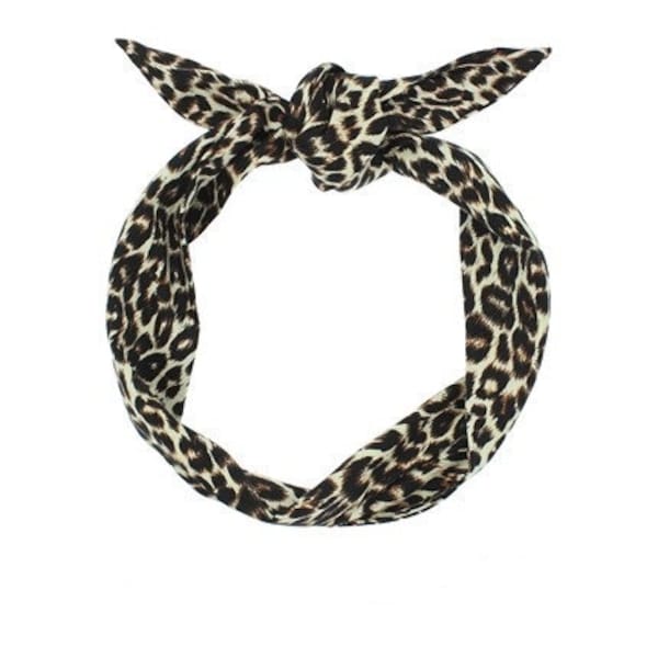 Extra Long Wide Wired Pattern Headband|Tie Knot|Twisted|Fabric|Dolly Bow|Turban|Hair Bun|Ponytail|Braid Scarf|Hair Wrap|Cheetah|Leopard