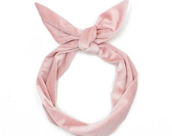 Extra Long Wide Wired Velvet Hair Scarf|PonytailBraid|Hair Bun|Turban Scarf|Headband|Hair Wrap|Twisted|Dolly Bow|Tie Knot|Fabric|Pink