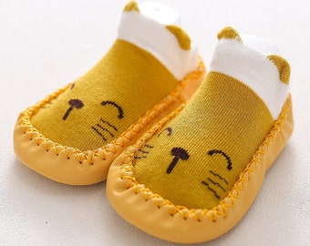 Baby Girl Boy Cute Animal High Knee First Walk Anti Slip Socks Shoes UK Seller 