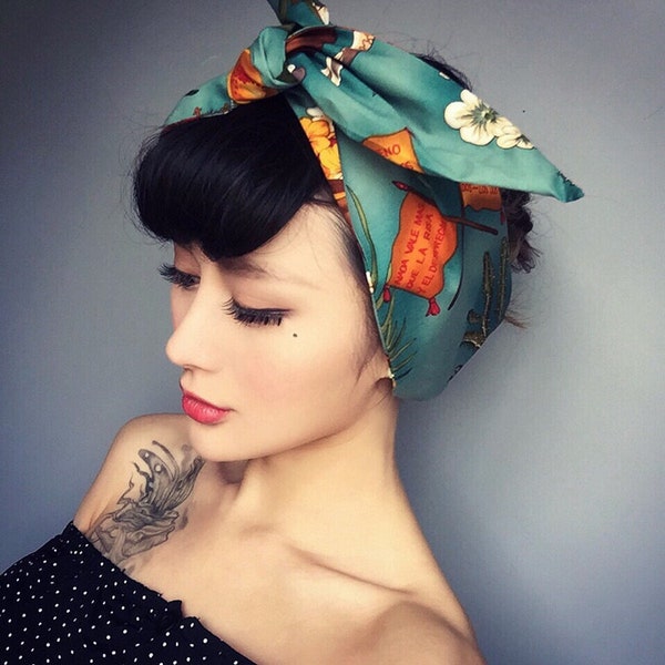 Fascia per capelli extra lunga e larga con motivo cablato/nodo/intrecciato/tessuto/fiocco per bambola/turbante/chignon/sciarpa coda di cavallo/sciarpa treccia/avvolgente per capelli/vintage/arte