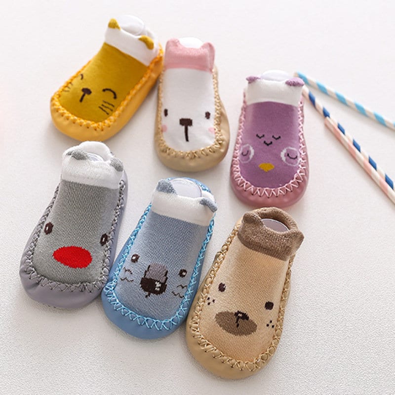 Newborn Baby Girls infant Non-slip Shoes Bow Sock Shoes Rubber Sole Sandals  US