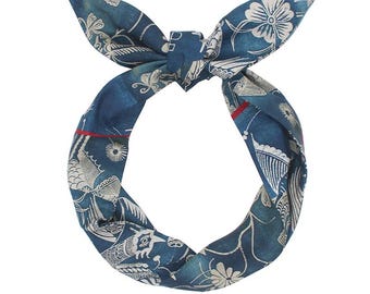 Extra Long Wide Wired Pattern Headband|Tie Knot|Twisted|Fabric|Dolly Bow|Turban|Hair Bun|Ponytail|Braid Scarf|Hair Wrap|Vintage Japan Duck