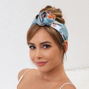 Extra Long Wide Wired Pattern Headband|Tie Knot|Twisted|Fabric|Dolly Bow|Turban|Hair Bun|Ponytail|Braid Scarf|Hair Wrap|Vintage Artistic image 14