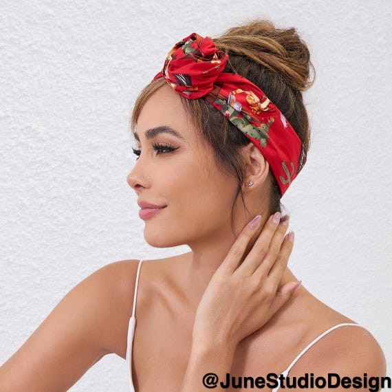 Bun Braid Hair Scarf Extra Long Wide Wired Pattern Headband|fabric