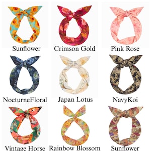 Extra Long Wide Wired Pattern Headband|Tie Knot|Twisted|Fabric|Dolly Bow|Turban|Hair Bun|Ponytail|Braid Scarf|Hair Wrap|Vintage Artistic image 4