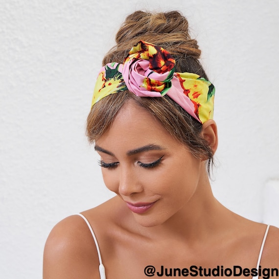 Extra Long Wide Wired Pattern Headband|fabric|dolly Bow|turban