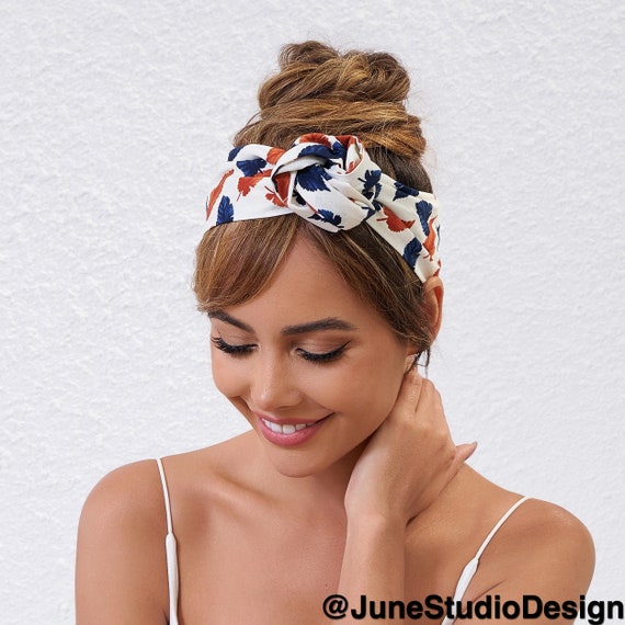 Extra Long Wide Wired Pattern Headband|fabric|dolly Bow|turban - Main Image