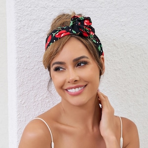 Extra Long Wide Wired Pattern Headband|Tie Knot|Twisted|Fabric|Dolly Bow|Turban|Hair Bun|Ponytail|Braid Scarf|Hair Wrap|Vintage Artistic image 19