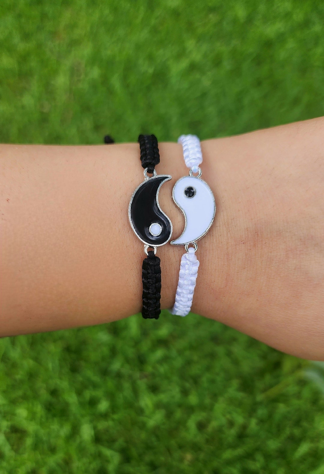 Yin Yang Friendship Bracelets Set of 2 Adjustable Macrame Etsy
