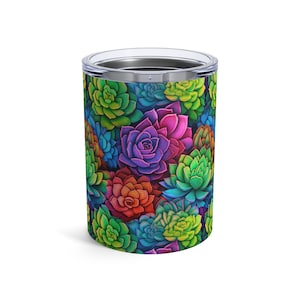 Colorful Succulent Garden Collection on 10oz Tumbler | Vacuum-Insulated | Perfect Gift for All Holidays and Celebrations!