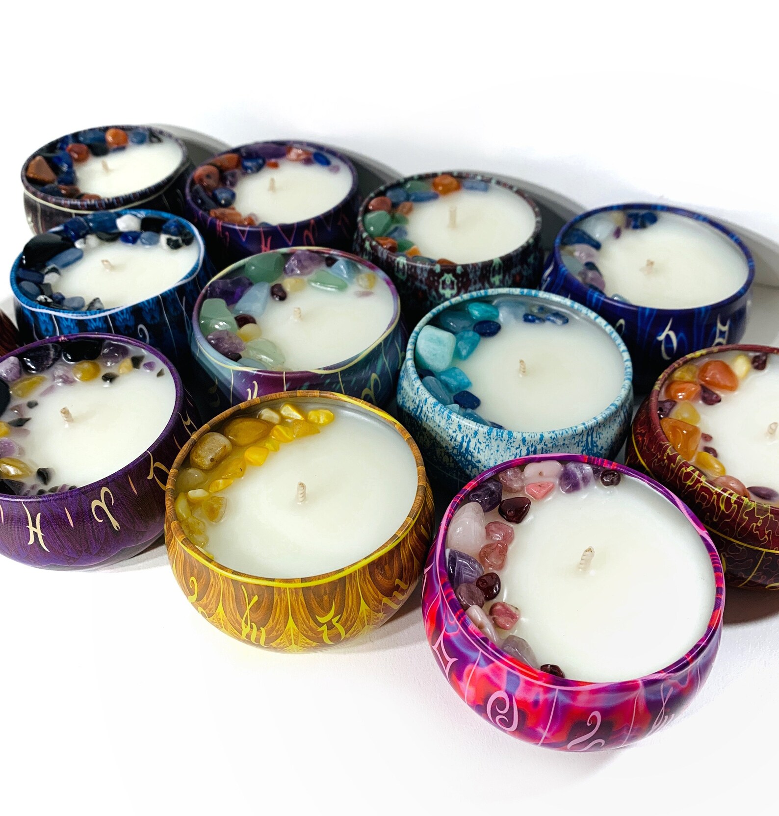 Zodiac Astrology Crystal Candle Tins Spell Ritual Etsy