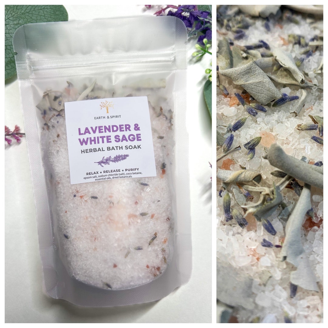 Lavender & White Sage Bath Salt Soak W/ Essential Oils Etsy