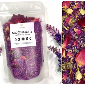 MOONLIGHT Full & New Moon Ritual Bath Salt Soak ⦿ Aromatherapy, Spiritual, Relaxing, Release, Manifest, Lavender Bath Tea