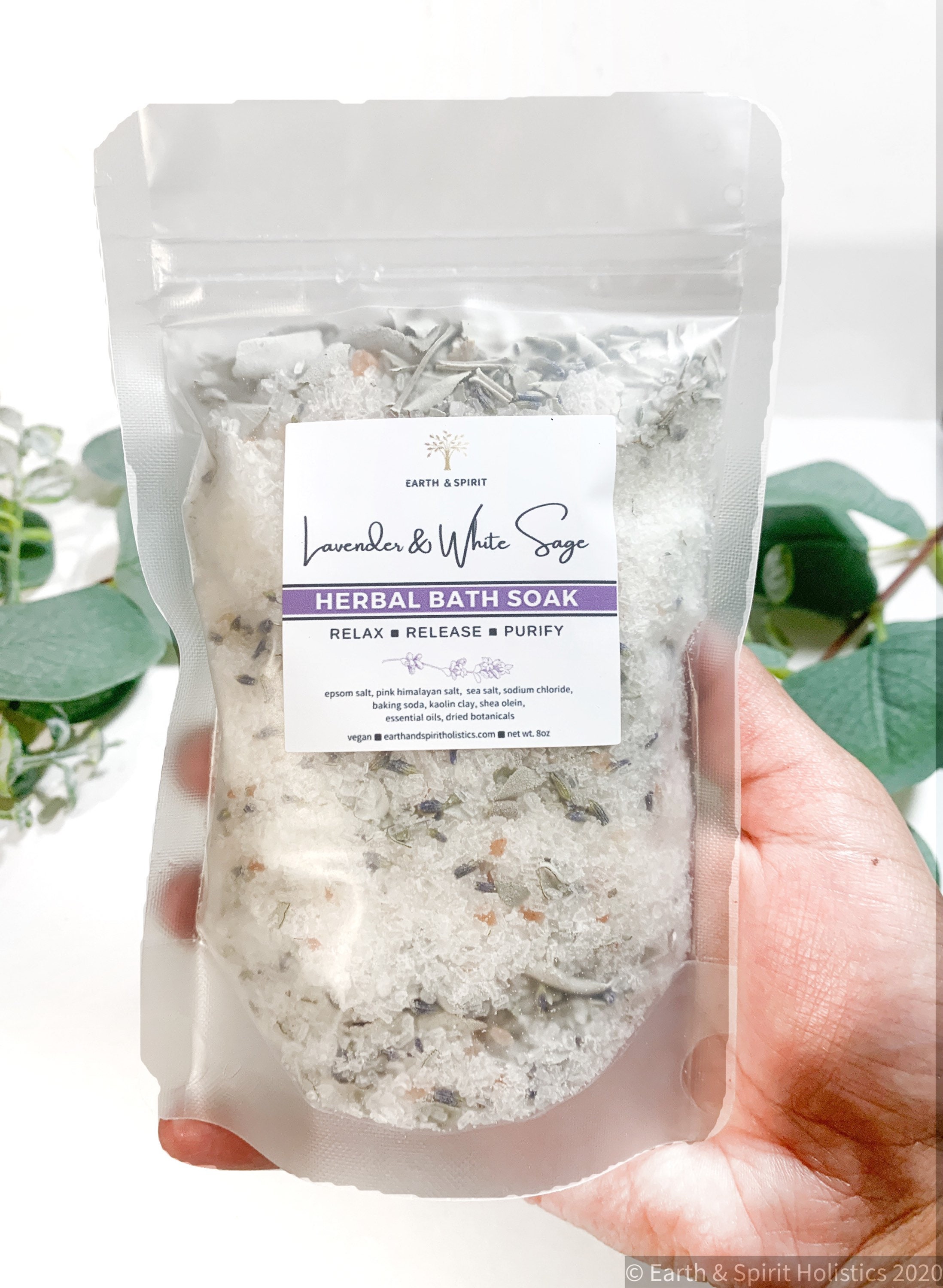 Lavender & White Sage Bath Salt Soak W/ Essential Oils | Etsy