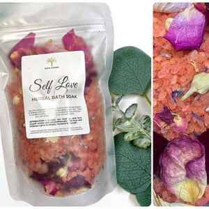 SELF LOVE AFFIRMATION Bath Salt Soak  ⦿ Rose Clay, Heart Chakra Balancing, Ritual, New Moon, Full Moon, Intention ⦿ Wiccan, Witchcraft