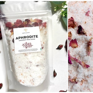 APHRODITE Foaming Rose Coconut Milk Bath w/ Essential Oils ⦿ Luxurious Vegan Milk Bath, Goddess Bath Salt Soak, Bath Tea ⦿ Love Bath, Spell