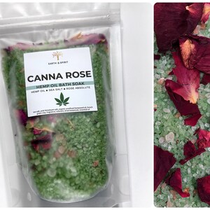 Hemp Oil Sea Salt Soak w/ Rose Essential Oil ⦿ Herbal, Floral Bath, Red Roses, Anti-Inflammatory, Skin Soothing, Softening, Healing