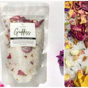 GODDESS Floral & Herbal Sea Salt Bath Soak | Ritual, New Moon, Full Moon, Manifestation, Divine Feminine, Intention | Wiccan, Witchcraft