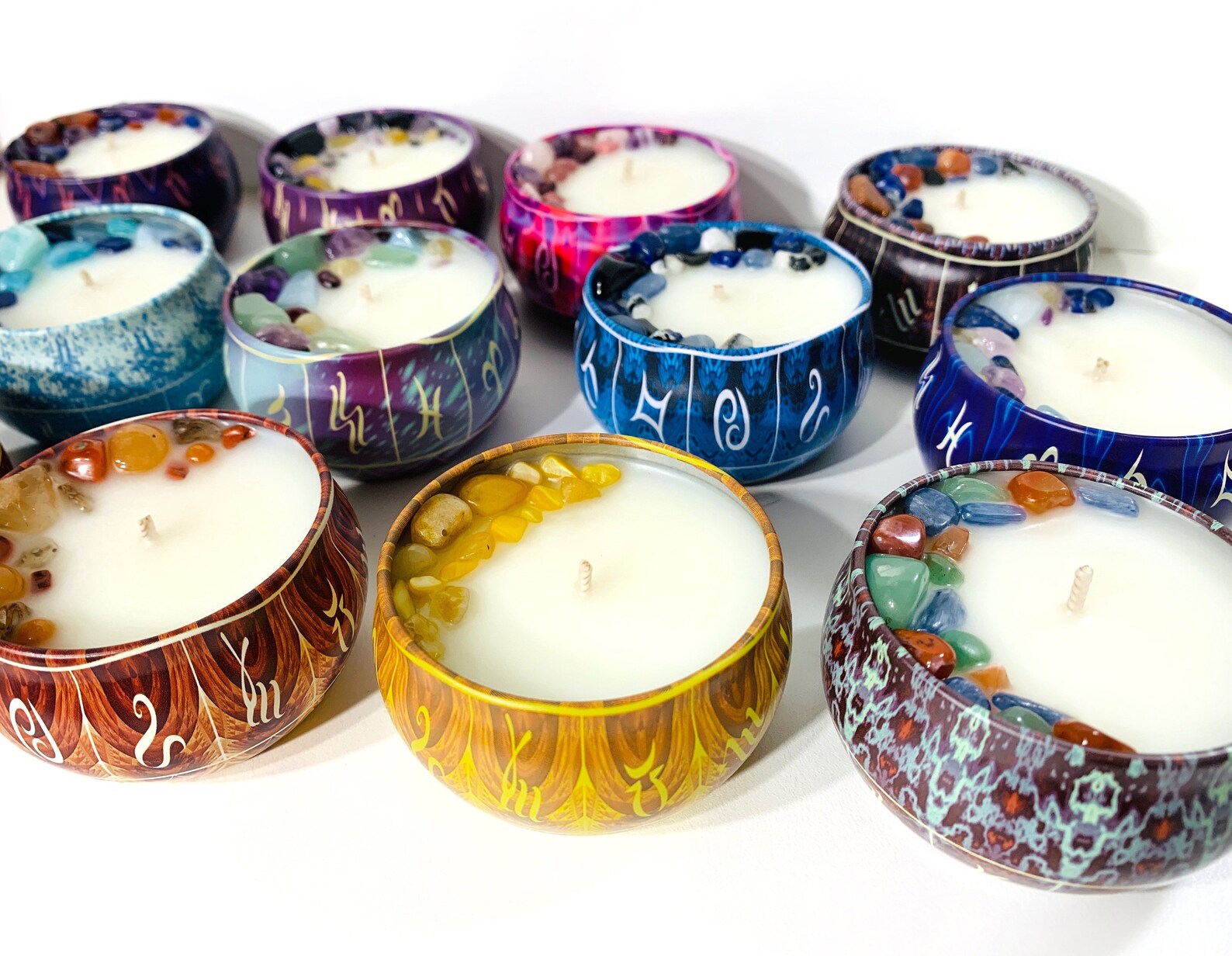 Zodiac Astrology Crystal Candle Tins Spell Ritual Etsy