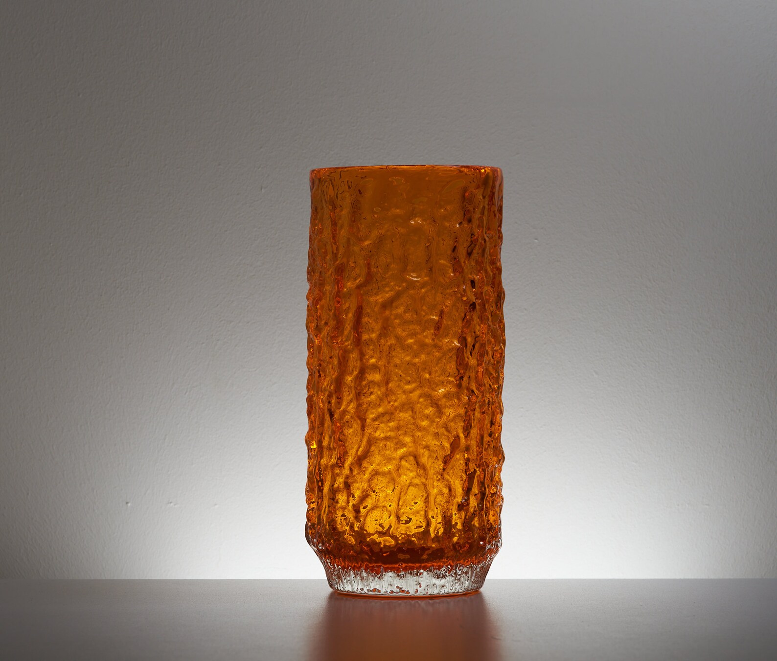 Whitefriars Tangerine Fluted Bark Vase designed by Geoffrey Etsy