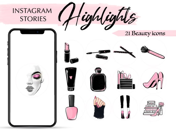 21 Pink & Black Girly Instagram Highlight Icons Story | Etsy
