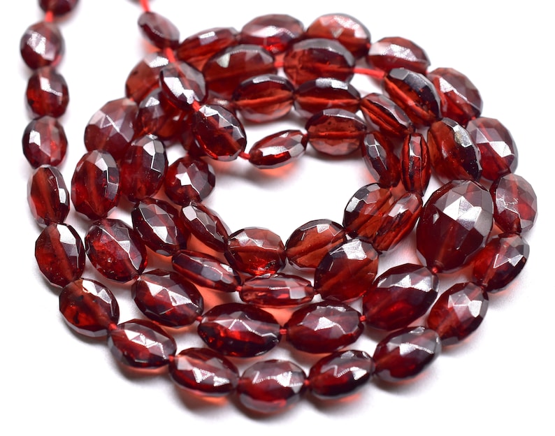 Garnet Oval Shape Faceted Nugget Beads 5x7.MM Approx 9 Inches Natural Top Quality Wholesaler Price.