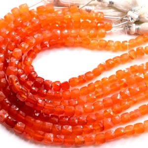 Carnelian Cube Shape Faceted Box Beads 6.MM Approx 7&quot;Inches Natural Top Quality Wholesaler Price.