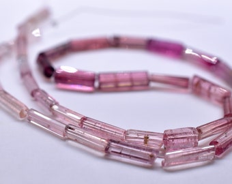 Pink Tourmaline Tube Shape Watermelon Tourmaline Faceted Beads 2x6.To 5x14.MM Approx 15" Inches Natural Top Quality Wholesaler Price.