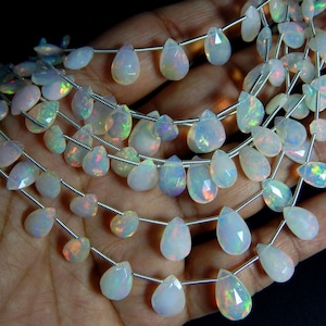 Ethiopian Opal Pear Shape Faceted Teardrop Beads Brioletter 4x7 To 9x14.MM Approx 10&quot; Inches Natural Top Quality Wholesaler Price.
