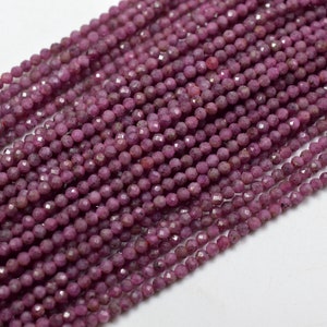 Ruby Round Shape Faceted Beads 3.MM Approx 13&quot;Inches Natural Top Quality Wholesaler Price.