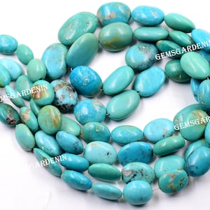 Turquoise Oval Shape Smooth Nugget Beads Size 17X13 TO 12X10.MM Approx 10&quot;Inches Natural Wholesaler Price Top Quality.