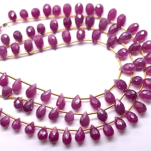 Ruby Drop Shape Perline a goccia sfaccettate Brioletter 5x7 a 5x9. MM circa 8 pollici prezzo naturale di vendita all&#39;ingrosso di alta qualità.