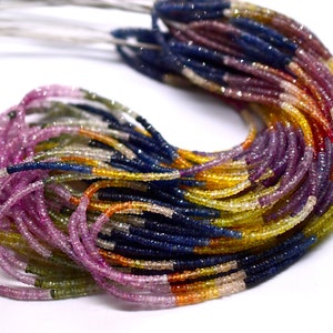 Multi Sapphire Rondelle Shape Faceted Beads 3.MM Approx 9&quot;Inches Natural Top Quality Wholesaler Price.
