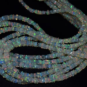 Ethiopian Opal Heishi Shape Faceted Squareb Beads 3x5.MM Approx 18&quot; Inches Natural Wholesaler Price Top Quality.