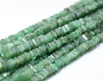 Emerald Heishi Shape Smooth Square Beads 4x5.MM Approx 16"Inches Natural Top Quality Wholesaler Price.