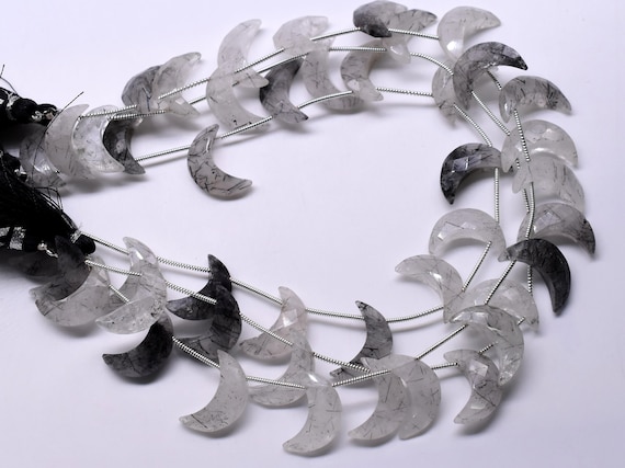 Black Rutile Moon Shape Faceted Crescent Moon Beads Brioletter 6x18.MM Approx Natural 5 Piece Natural Top Quality Wholesaler Price.