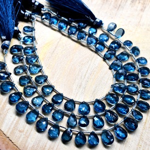 London Blue Topaz Pear Shape Faceted Teardrop Beads Brioletter 6x9 To 8x11.MM Approx 8&quot;Inches Natural Top Quality Wholesaler Price.