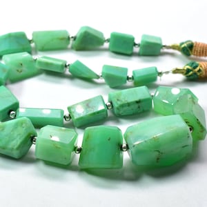 Chrysoprase Tumble Shape Faceted Nugget Beads 10x14.MM Approx 9&quot; Inches Natural Top Quality Wholesaler Price.